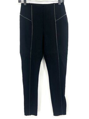 Lysse Black Faux Leather Trim Piping Skinny Pants Women's Medium